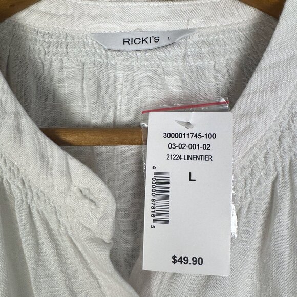 Ricki’s White Linen Blend Button Front Peplum Blouse NWT Size L - Picture 5 of 8